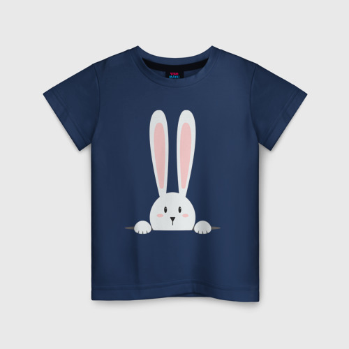 Детская футболка из хлопка с принтом Скандинавский заяц, вид спереди №1