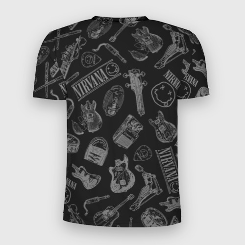 Мужская футболка 3D Slim с принтом Nirvana crash guitar black, вид сзади #1