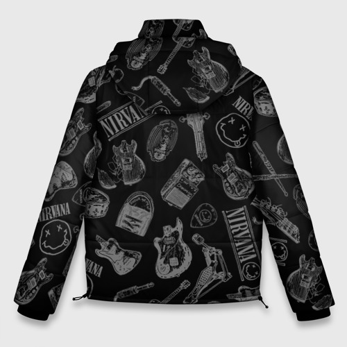 Мужская зимняя куртка 3D с принтом Nirvana crash guitar black, вид сзади #1