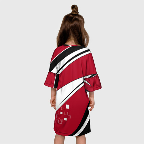 Детское платье 3D Красно черная абстракция на белом спорт, цвет 3D печать - фото 5