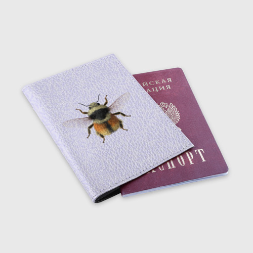 Обложка для паспорта матовая кожа Bombus glacialis - тип 2, цвет черный - фото 3