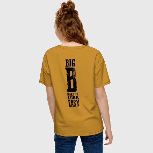 Женская футболка хлопок Oversize Big B - make it look easy, цвет горчичный - фото 4