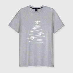 Мужская футболка хлопок Slim Графичная новогодняя белая ёлка