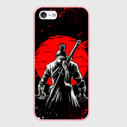Чехол для iPhone 5/5S матовый Самурай - красное солнце