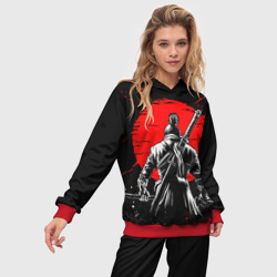 Женский костюм с толстовкой 3D Самурай - красное солнце - фото 2
