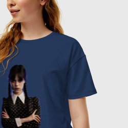Женская футболка хлопок Oversize Уэнсдей Аддамс Netflix - фото 2