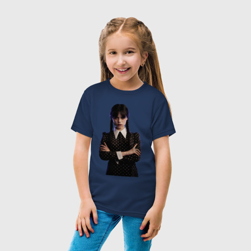 Детская футболка хлопок Уэнсдей Аддамс Netflix, цвет темно-синий - фото 5