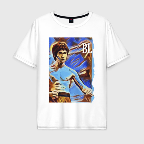 Мужская футболка из хлопка оверсайз с принтом Брюс Ли - celebrity - джиткундо, вид спереди №1