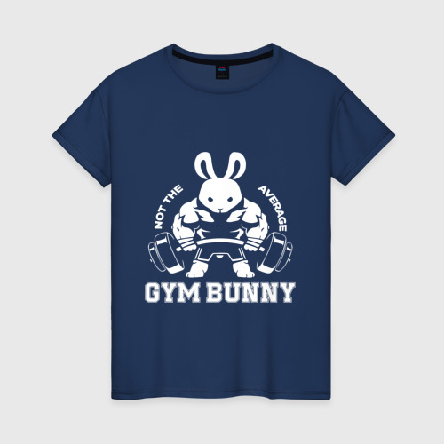 Женская футболка хлопок Gym bunny powerlifting, цвет темно-синий