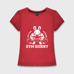 Женская футболка хлопок Slim Gym bunny powerlifting