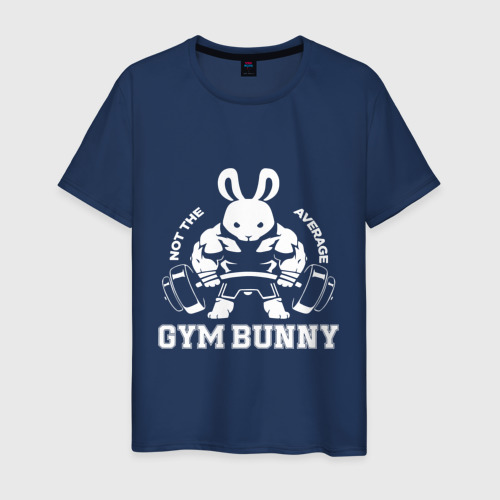 Мужская футболка из хлопка с принтом Gym bunny powerlifting, вид спереди №1