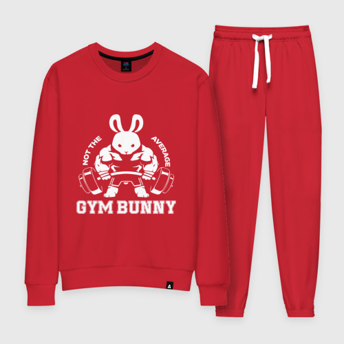 Женский костюм хлопок с принтом Gym bunny powerlifting, вид спереди #2
