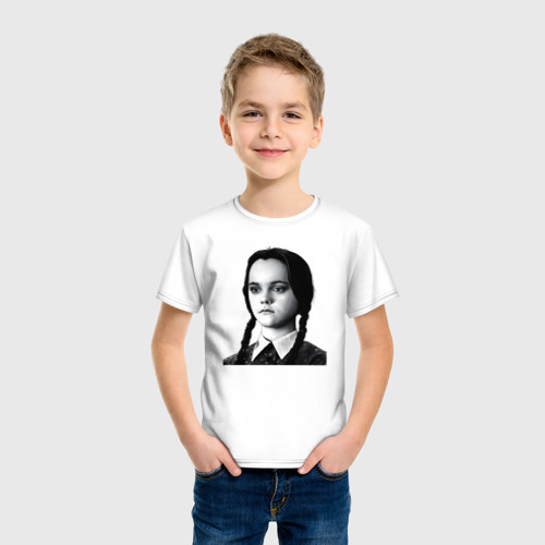 Детская футболка хлопок с принтом Уэнсдей Аддамс семейка Аддамс, фото на моделе #1