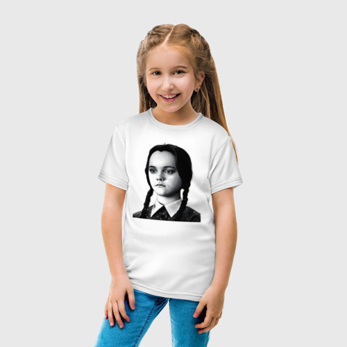 Детская футболка хлопок с принтом Уэнсдей Аддамс семейка Аддамс, вид сбоку #3