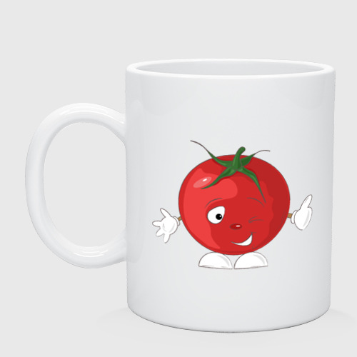 Кружка керамическая с принтом Забавный томат, вид спереди #2