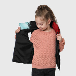 Жилет с принтом Красно-бирюзовый разрыв для ребенка, вид на модели спереди №3. Цвет основы: черный