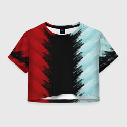 Красно-бирюзовый разрыв – Женская футболка Crop-top 3D с принтом купить