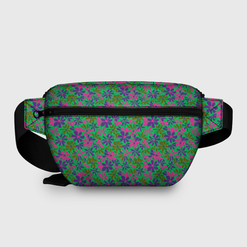 Поясная сумка 3D с принтом Яркий неоновый цветочный узор, вид сзади #1