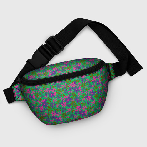 Поясная сумка 3D с принтом Яркий неоновый цветочный узор, фото #5