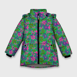 Зимняя куртка для девочек 3D Яркий неоновый цветочный узор