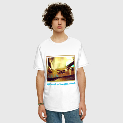 Мужская футболка хлопок Oversize с принтом Тушить свет, фото на моделе #1