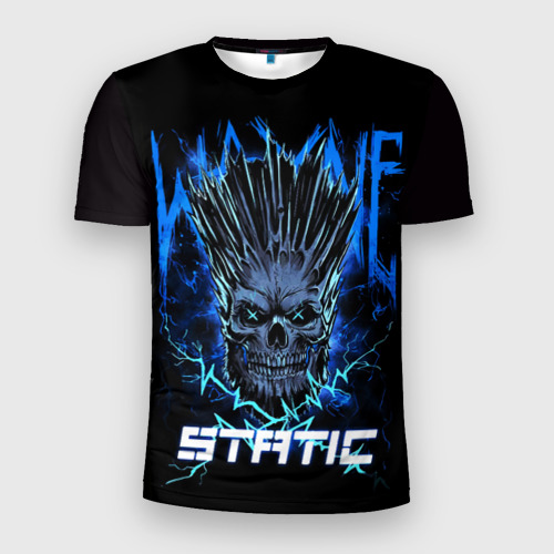 Мужская футболка 3D Slim с принтом X Static - Wayne Static skull, вид спереди #2