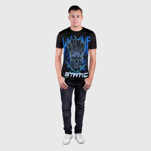 Мужская футболка 3D Slim с принтом X Static - Wayne Static skull, вид сбоку #3