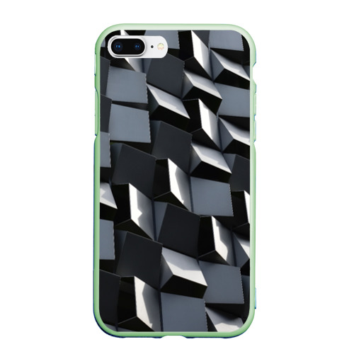 Чехол для iPhone 7Plus/8 Plus матовый с принтом Выпирающие кубы - металлическая броня, вид спереди #2