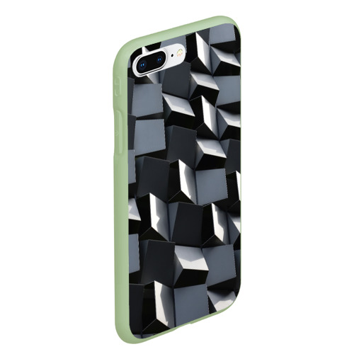 Чехол для iPhone 7Plus/8 Plus матовый с принтом Выпирающие кубы - металлическая броня, вид сбоку #3