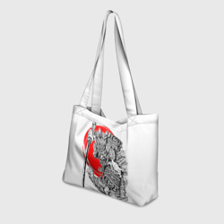 Пляжная сумка 3D Самурай с мечом на белом фоне - фото 2