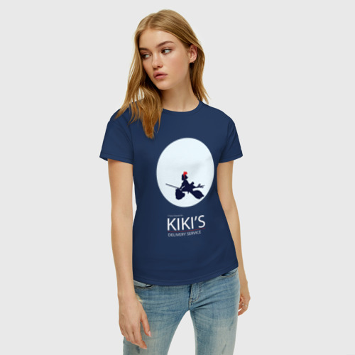 Женская футболка хлопок Ghibli - Kiki`s delivery service, цвет темно-синий - фото 3