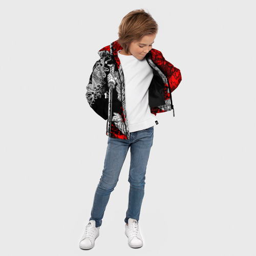 Зимняя куртка для мальчиков 3D Самурай и драконы, цвет черный - фото 5