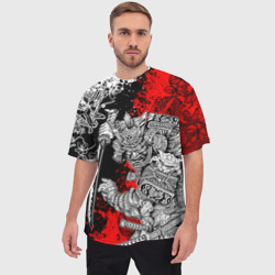 Мужская футболка oversize 3D Самурай и драконы - фото 2
