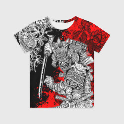 Детская футболка 3D Самурай и драконы