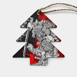 Игрушка деревянная Ёлочка Самурай и драконы