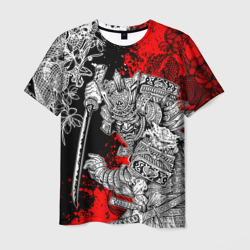 Мужская футболка 3D Самурай и драконы