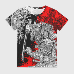 Женская футболка 3D Самурай и драконы