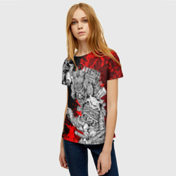 Женская футболка 3D Самурай и драконы - фото 2