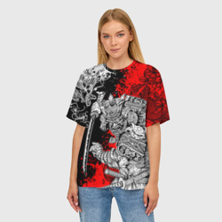 Женская футболка oversize 3D Самурай и драконы - фото 2