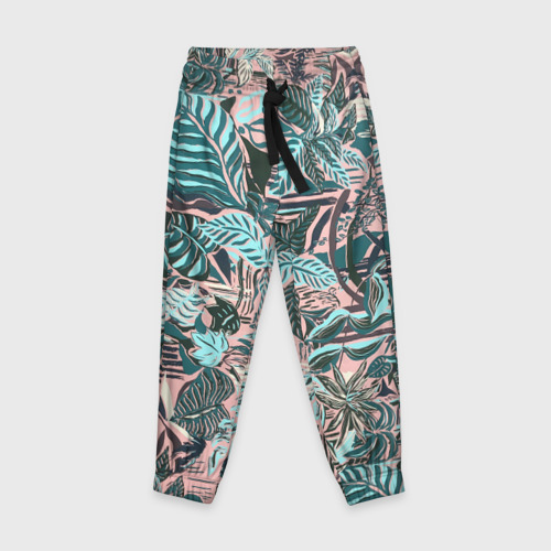 Детские брюки с принтом Тропический узор, вид спереди №1