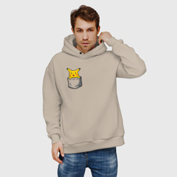 Мужское худи Oversize хлопок Пикачу в кармане арт - фото 2