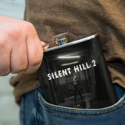 Фляга с принтом Sailent Hill 2 ремейк для любого человека, вид спереди №4. Цвет основы: металл