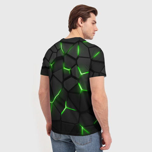 Мужская футболка 3D Razer green neon, цвет 3D печать - фото 4