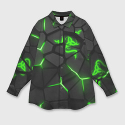 Женская рубашка oversize 3D Razer green neon