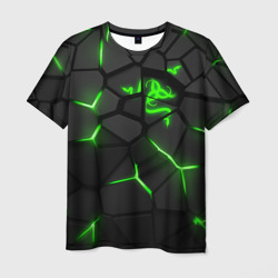 Мужская футболка 3D Razer green neon