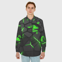 Мужская рубашка oversize 3D Razer green neon - фото 2