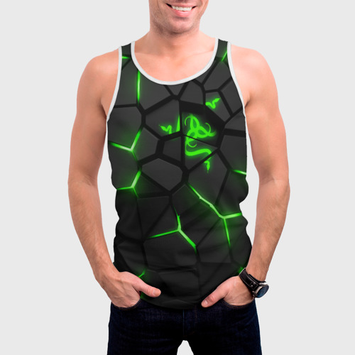 Мужская майка 3D Razer green neon, цвет 3D печать - фото 3