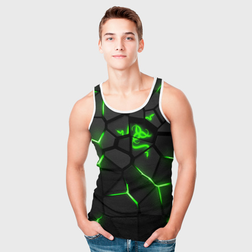 Мужская майка 3D Razer green neon, цвет 3D печать - фото 5