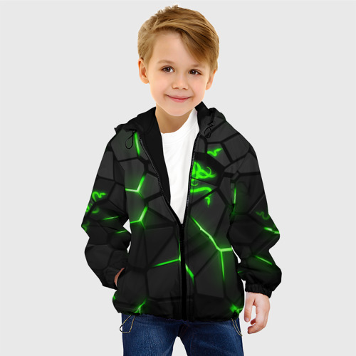 Детская куртка 3D Razer green neon, цвет черный - фото 3