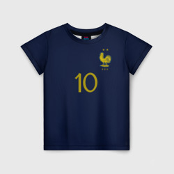 Футболка с принтом Мбаппе ЧМ 2022 сборная Франции для ребенка, вид спереди №1. Цвет основы: белый